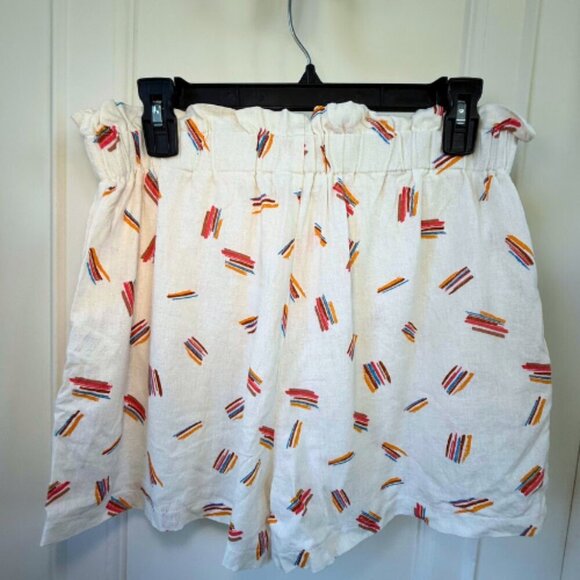 LUSH Linen Blend Abstract Print White Shorts Size M - Picture 5 of 13